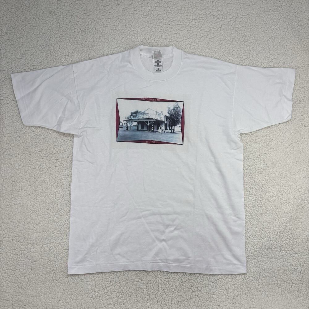 Historic State Line Bar Est. 1934 Vintage Photo Single Stitch Tee Shirt Mens XL